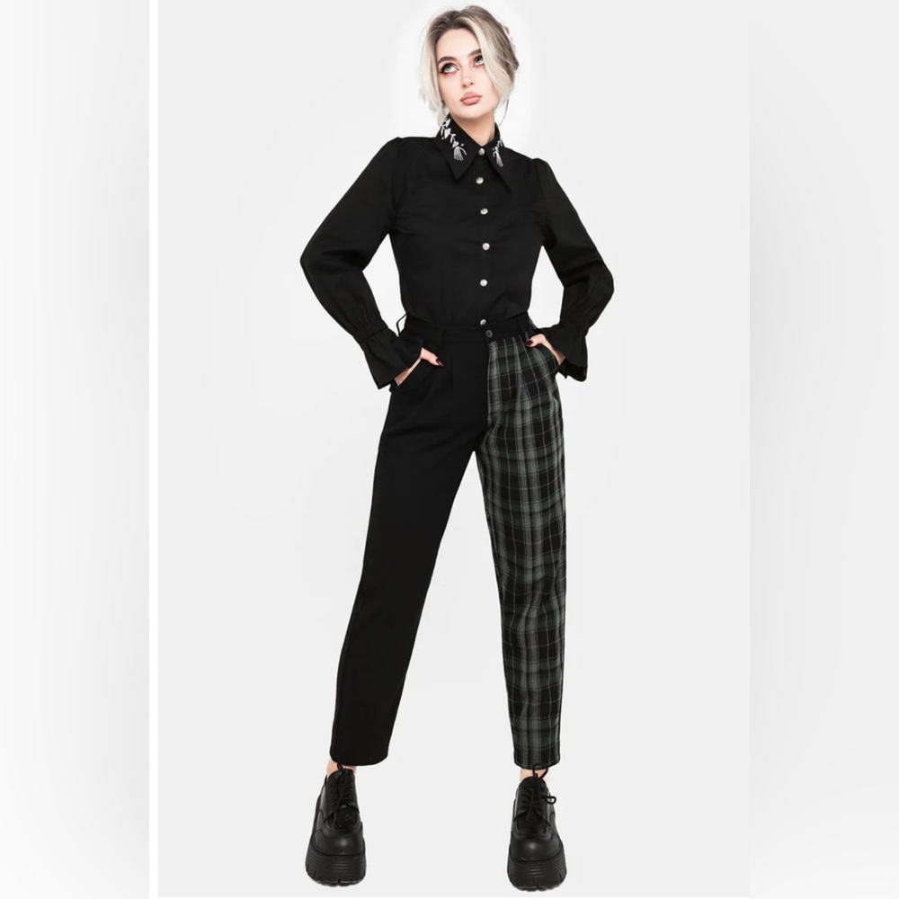 NWT Disturbia Women's Checkmate High Waist Tapered Trousers Size 10